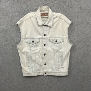 Vintage Levis Jacket Vest Mens Medium Blue Denim 70507 0207 Light Wash Adult 80s